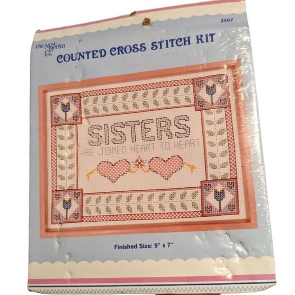 BERLIN CO. Cross Stitch Kit Sisters Are Joined Heart to Heart 2507 NEW - Picture 1 of 3
